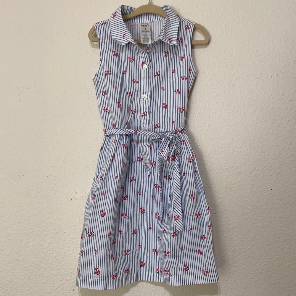 Sleeveless Collared Carter’s Striped Floral Dress